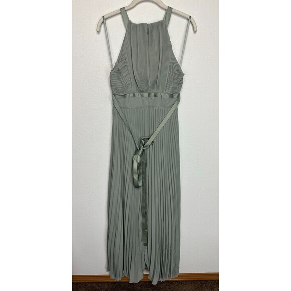 ASOS Design Bridesmaid Pleated Pinny Maxi Dress with Satin Wrap Waist Size 4 New - Picture 2 of 12